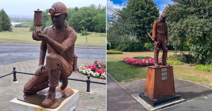 Image of sculptures by Ray Lonsdale Heritage Blues and I Ain't Gonna Work on Maggie's Farm No More.